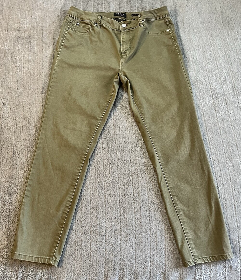 Womens Curve Appeal Minimalist Jegging Sz 10 Olive Army Green Cotton Blend Fall